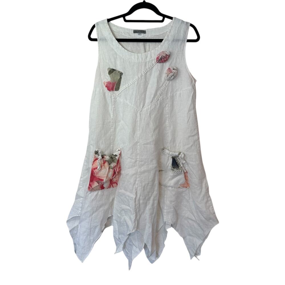 Etienne Marcel Women’s Asymmetric Dress/Top Size 40‎ 100% Linen Lagenlook Boho